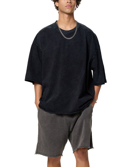 Raw Edge Snow Washed Boxy T-Shirt - Gorilian