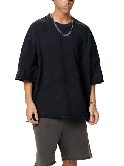 Raw Edge Snow Washed Boxy T-Shirt - Gorilian