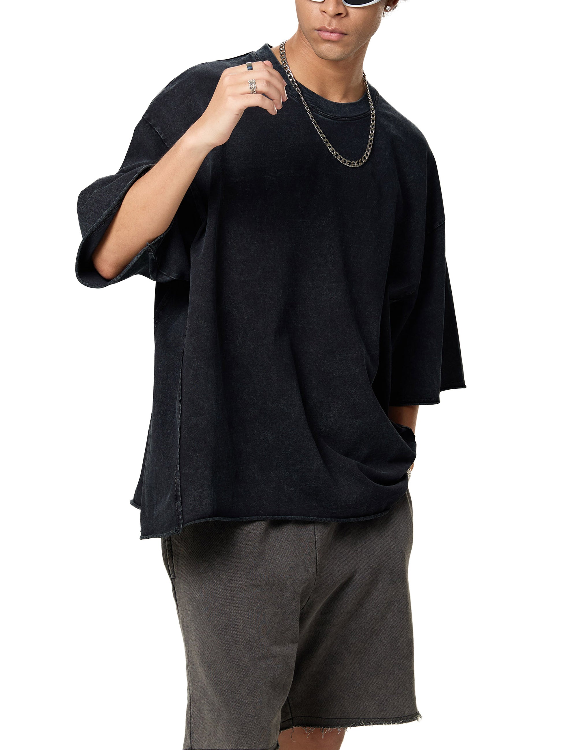 Raw Edge Snow Washed Boxy T-Shirt - Gorilian