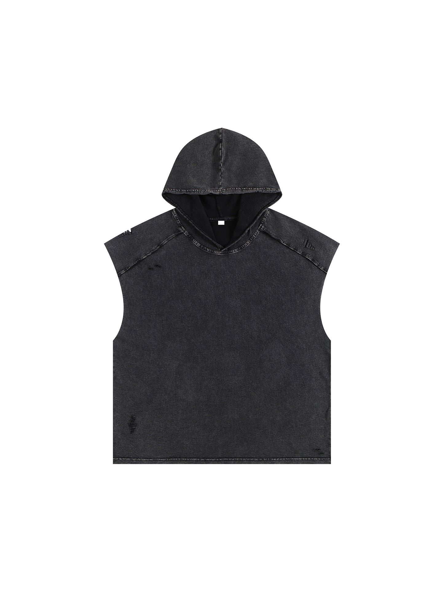 Snow Washed Boxy Hooded Tank Top - Gorilian