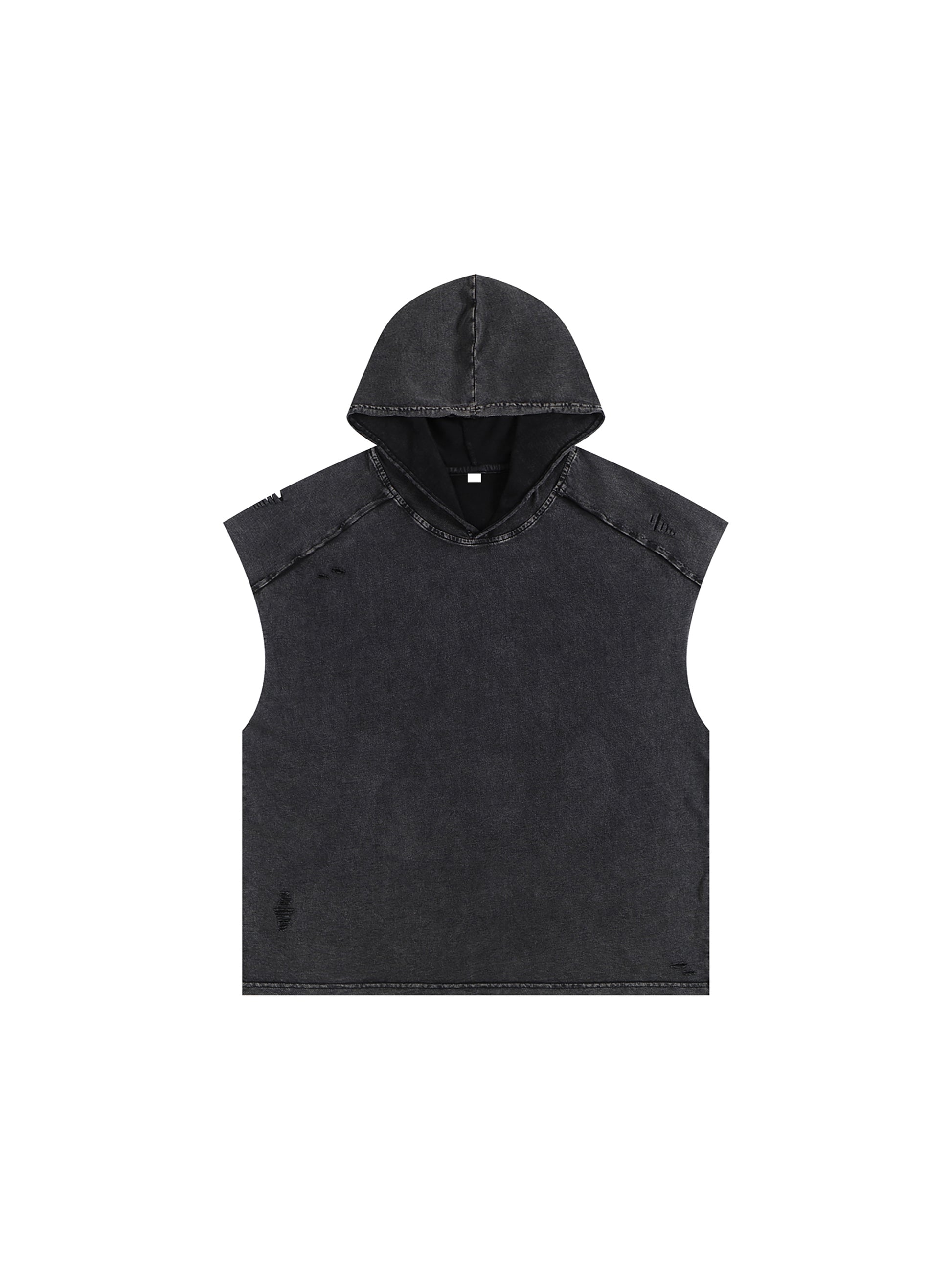 Snow Washed Boxy Hooded Tank Top - Gorilian