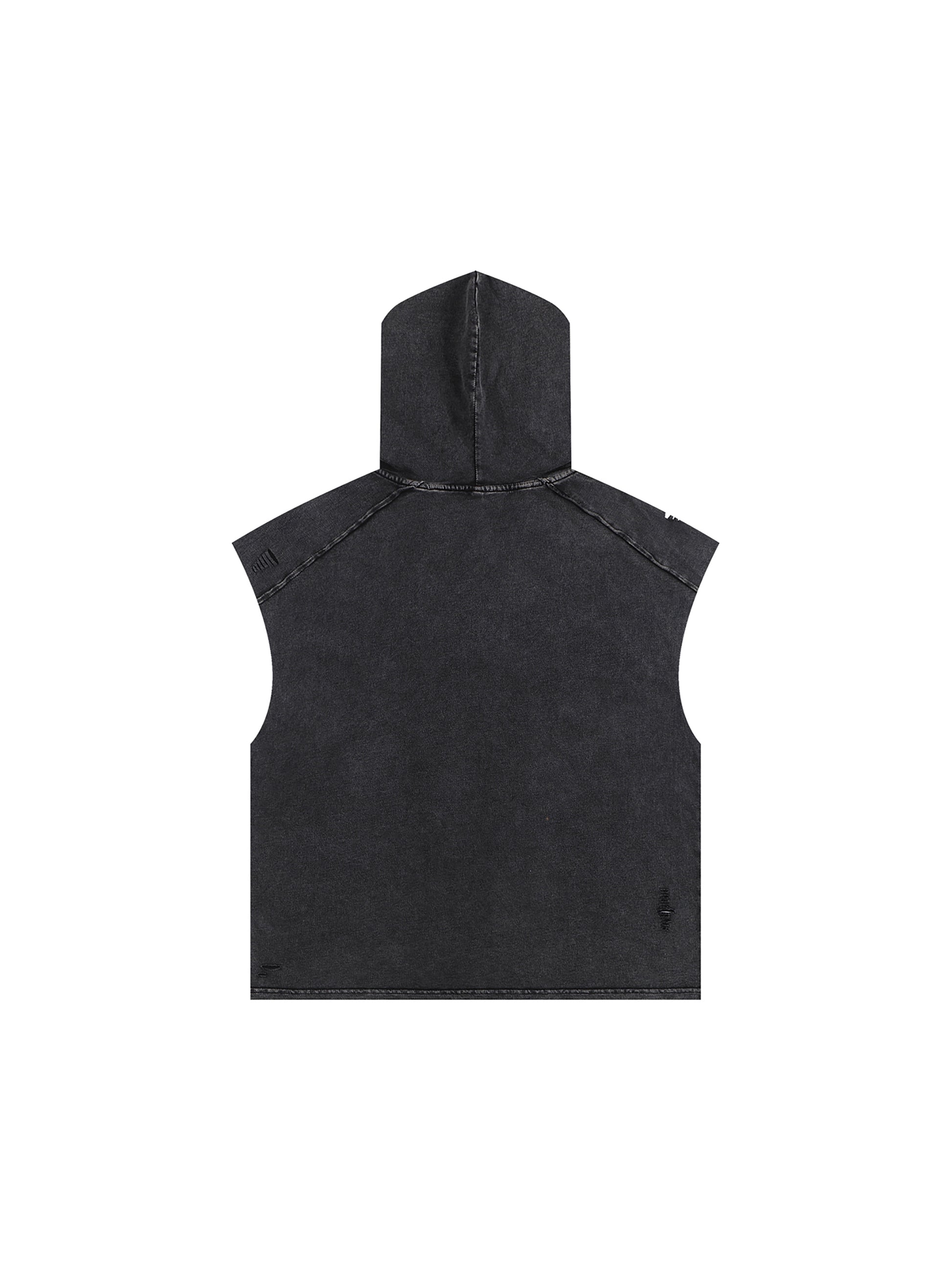 Snow Washed Boxy Hooded Tank Top - Gorilian