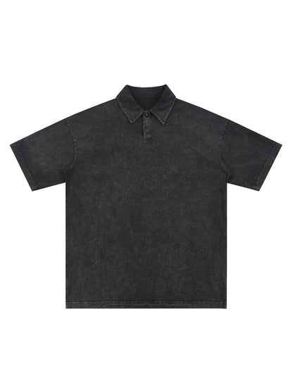Heavyweight Snow-Washed Polo T-Shirt - Gorilian