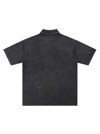 Heavyweight Snow-Washed Polo T-Shirt - Gorilian