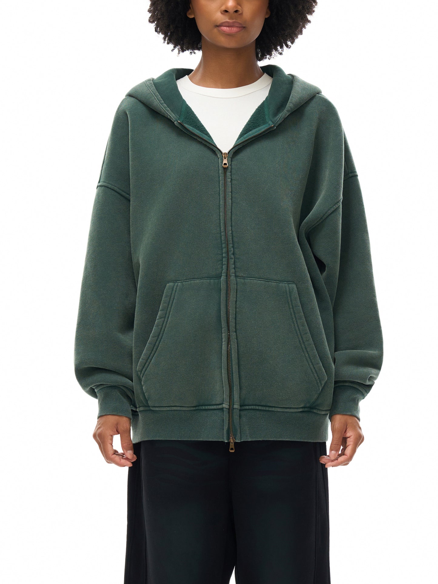 Snow Washed Zip-Through Fleece Hoodie - Gorilian