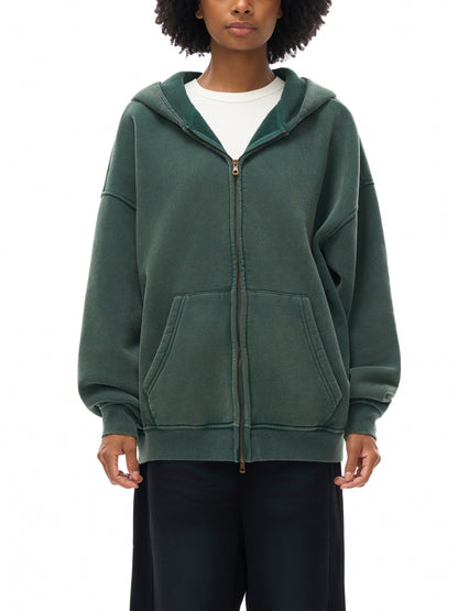 Snow Washed Zip-Through Fleece Hoodie - Gorilian