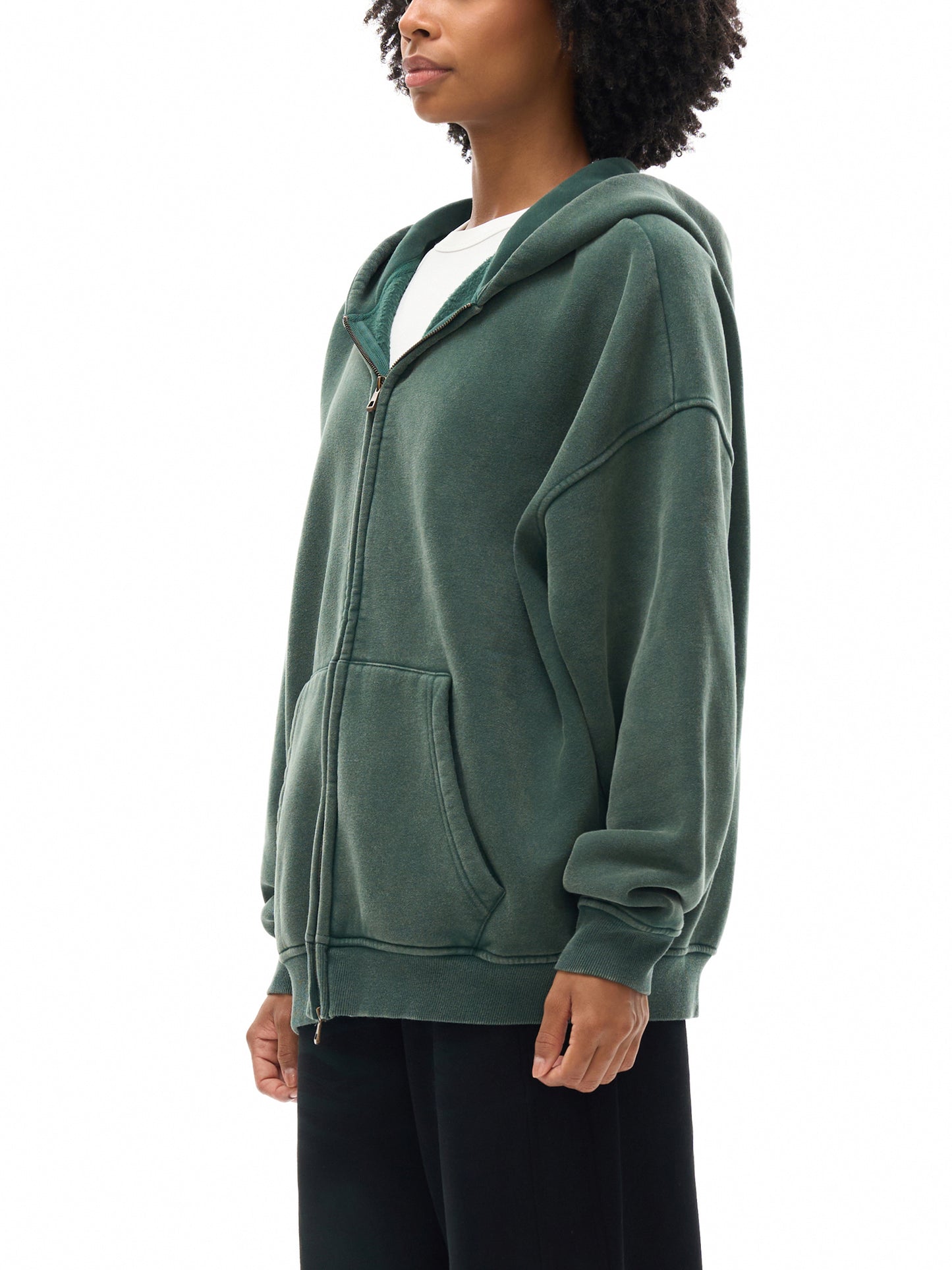 Snow Washed Zip-Through Fleece Hoodie - Gorilian