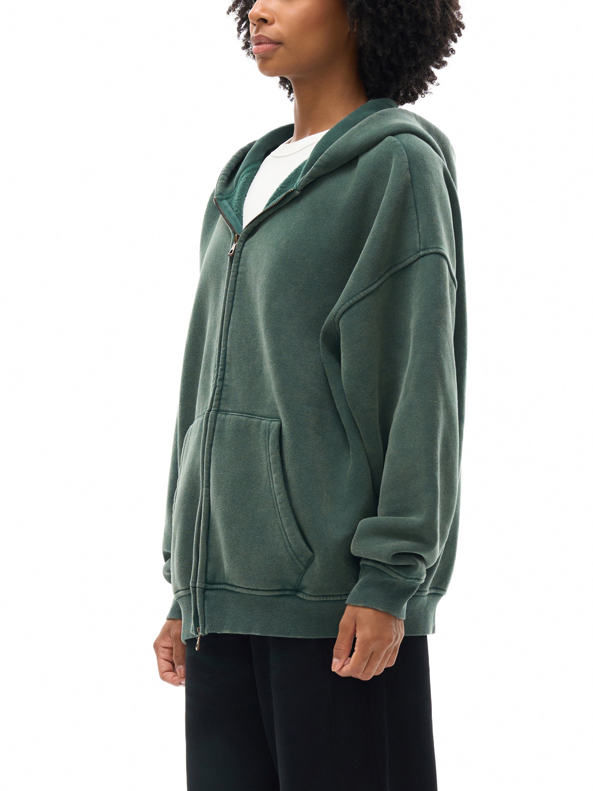 Snow Washed Zip-Through Fleece Hoodie - Gorilian