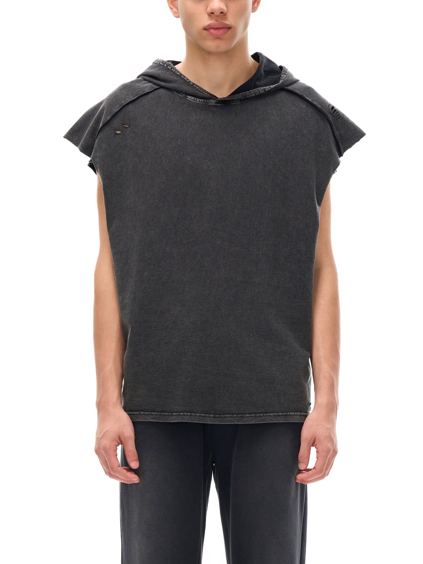 Snow Washed Boxy Hooded Tank Top - Gorilian