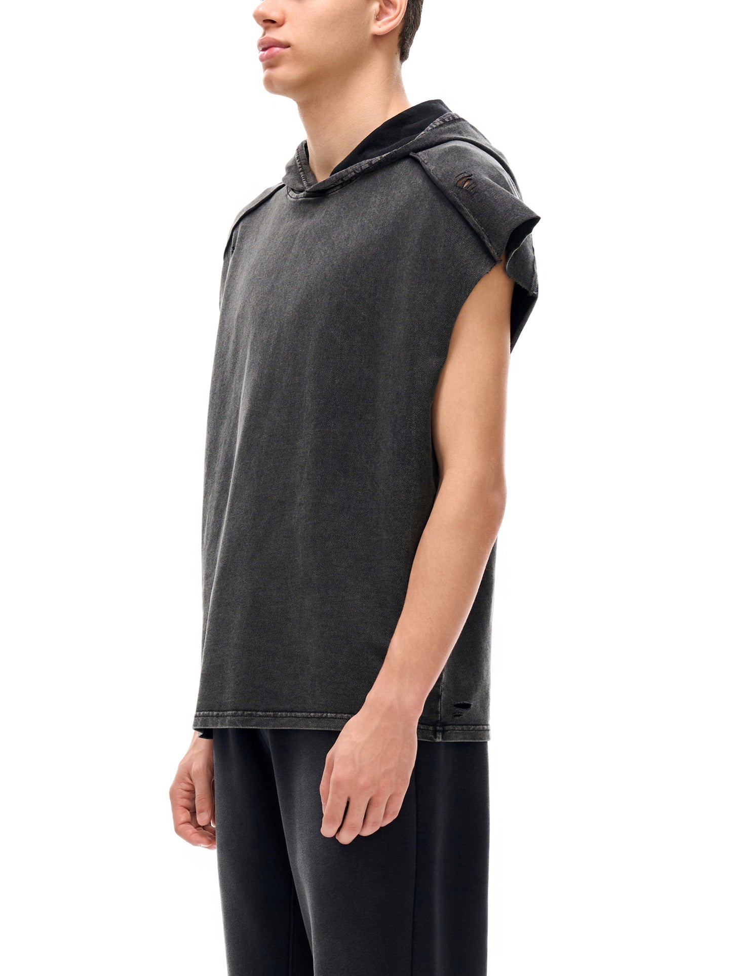 Snow Washed Boxy Hooded Tank Top - Gorilian