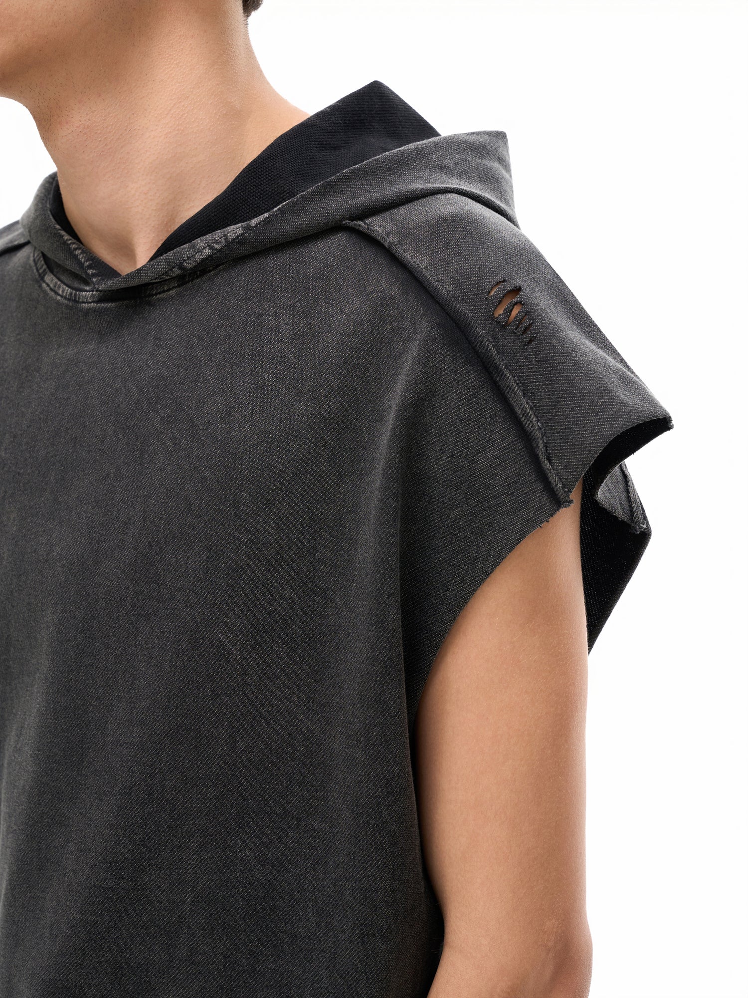 Snow Washed Boxy Hooded Tank Top - Gorilian