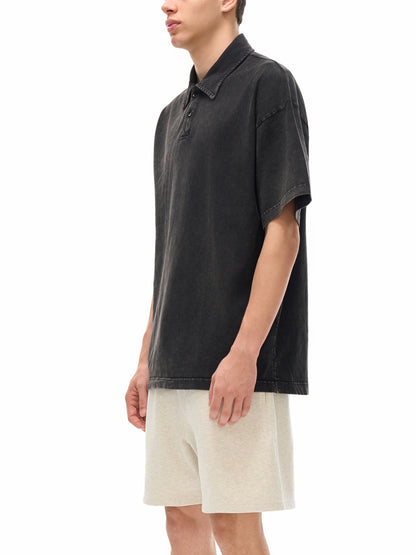 Heavyweight Snow-Washed Polo T-Shirt - Gorilian