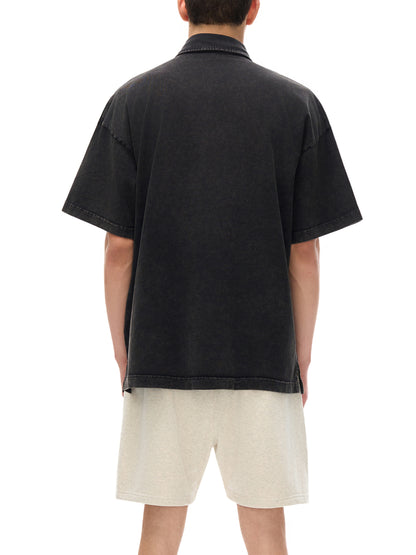 Heavyweight Snow-Washed Polo T-Shirt - Gorilian