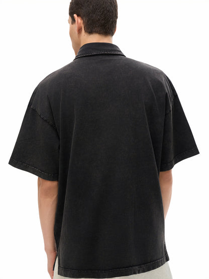 Heavyweight Snow-Washed Polo T-Shirt - Gorilian