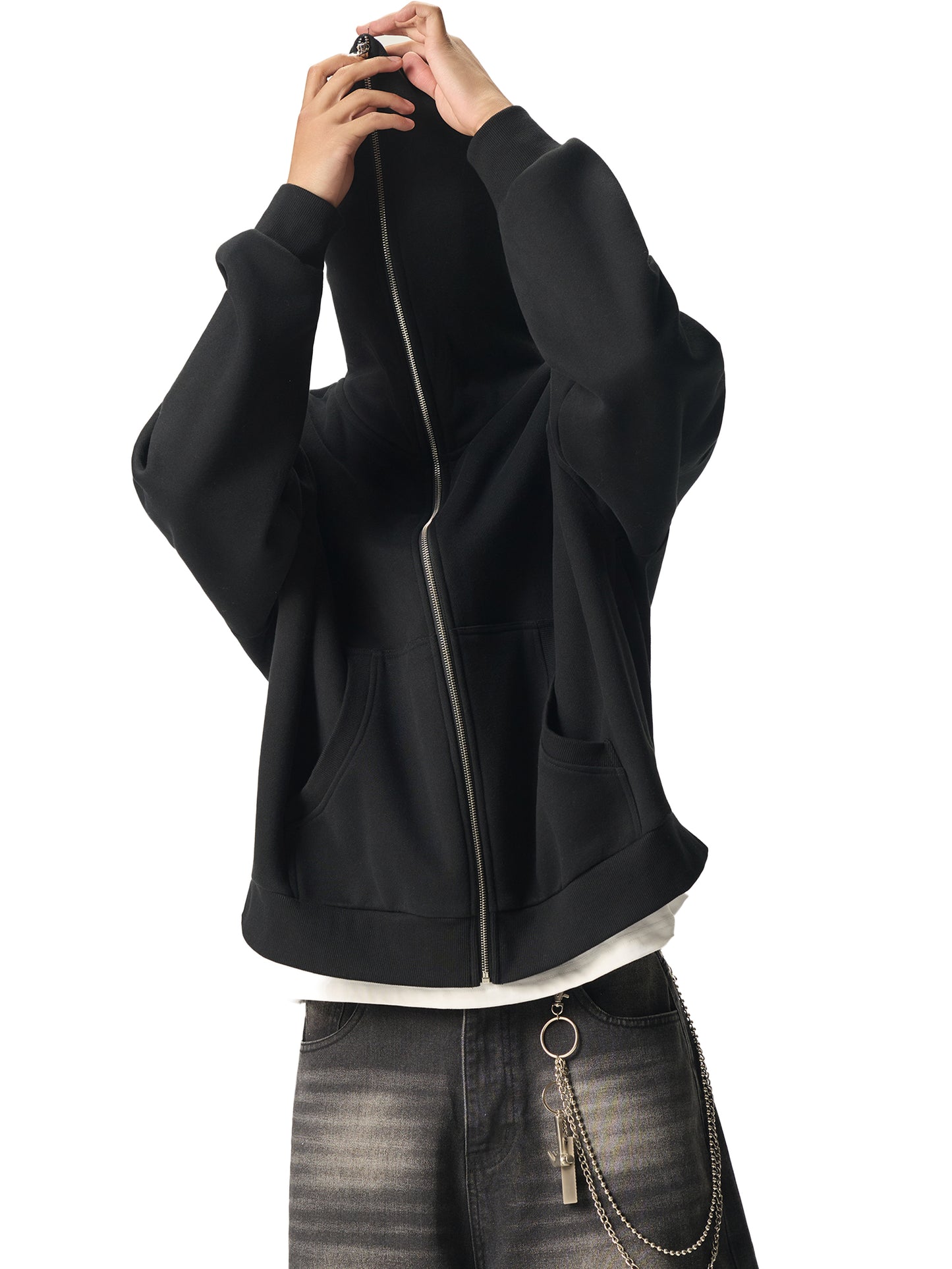 Fleeced Full-Zip Boxy Hoodie - Gorilian