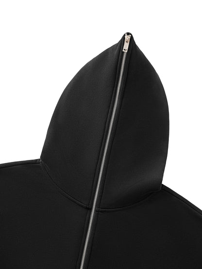 Fleeced Full-Zip Boxy Hoodie - Gorilian