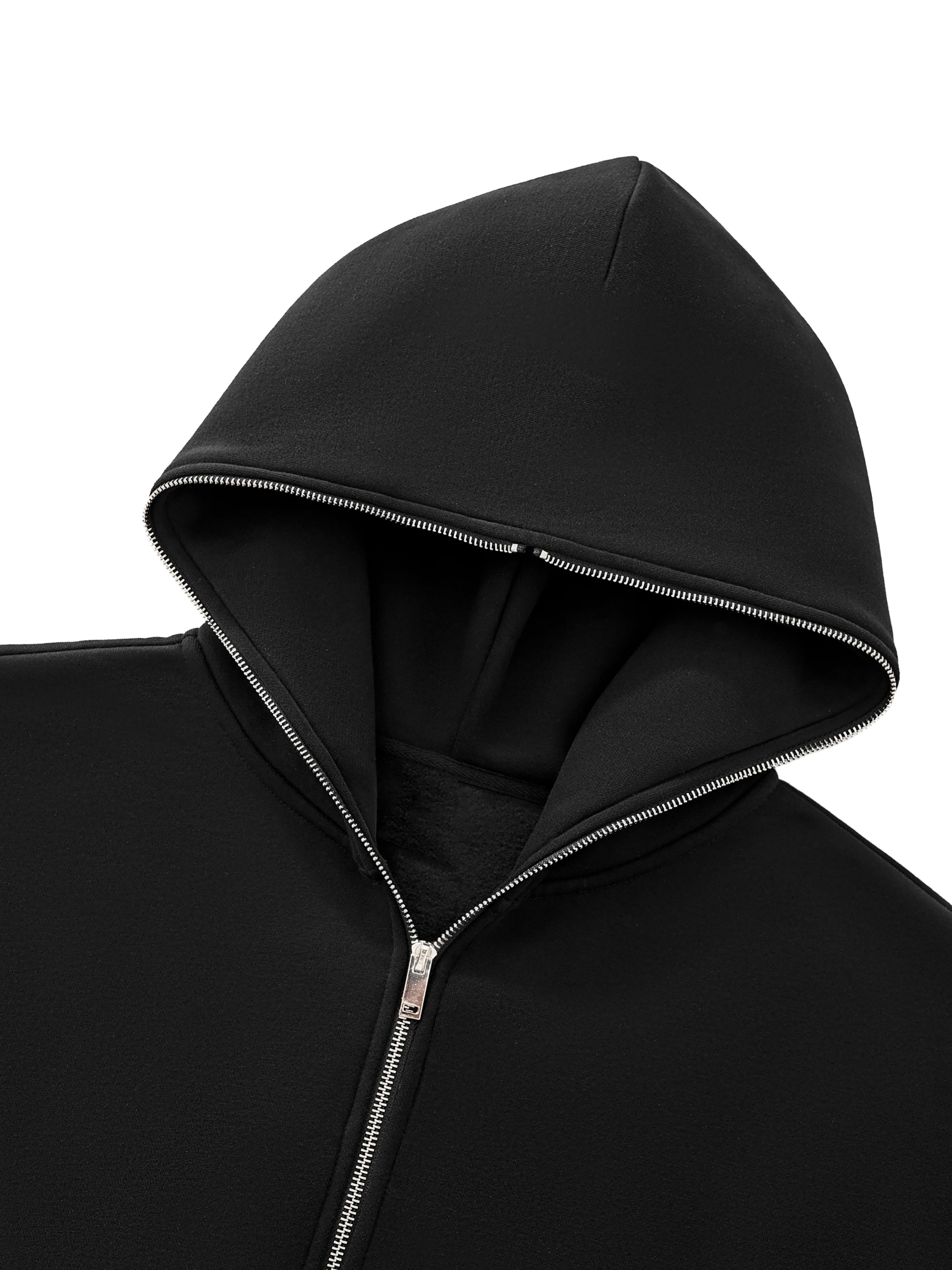 Fleeced Full-Zip Boxy Hoodie - Gorilian