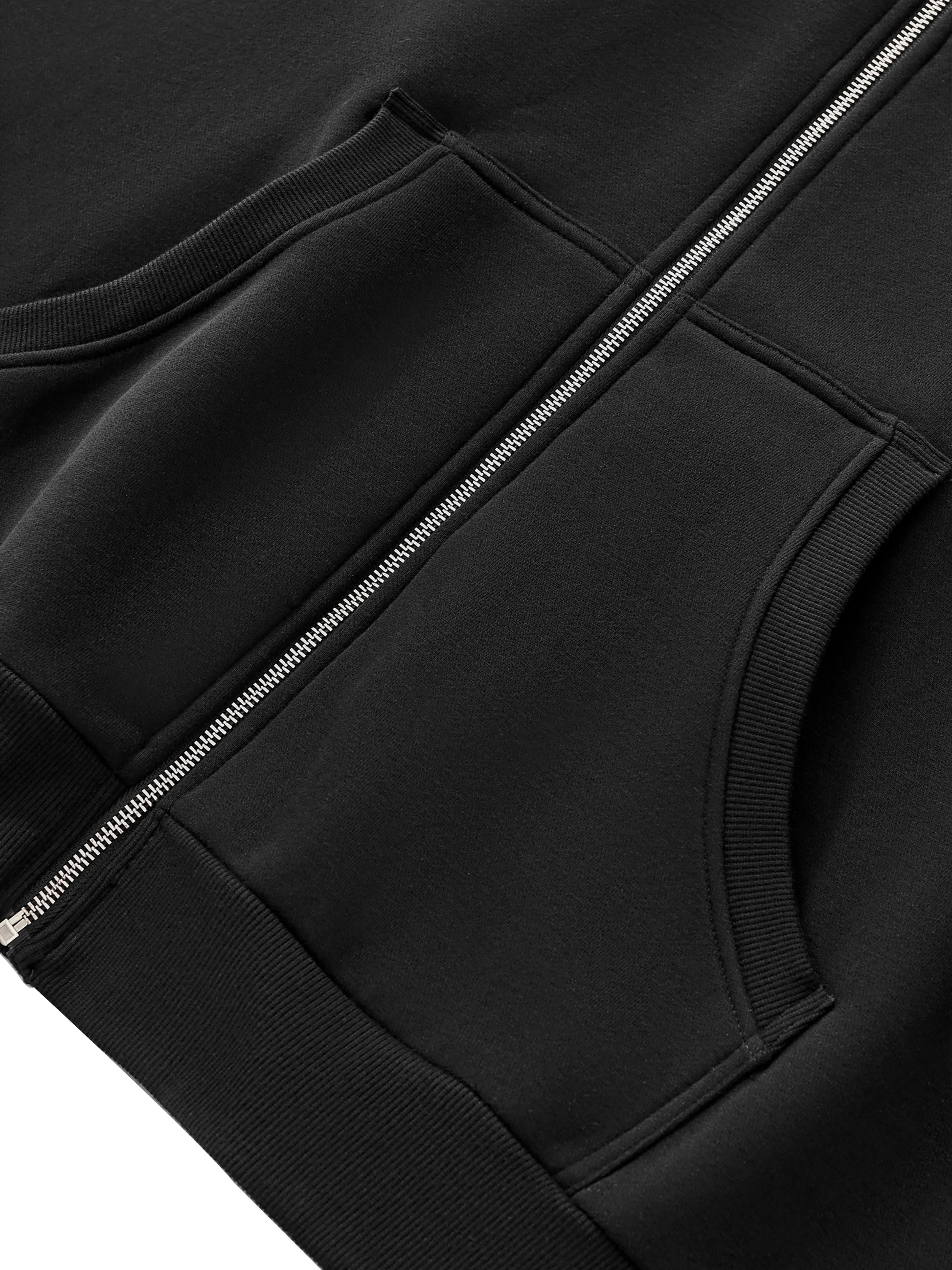 Fleeced Full-Zip Boxy Hoodie - Gorilian