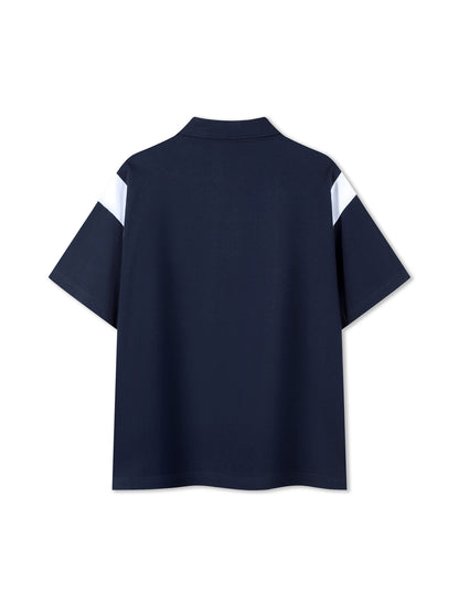 Contrast Panel Cotton Polo Shirt - Gorilian