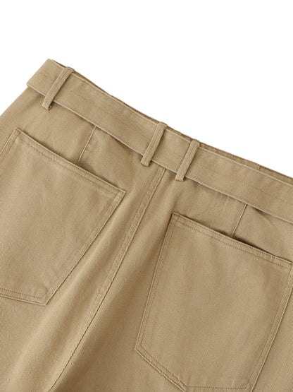 Twisted-Seam Belted Curved-Blade Pants - Gorilian