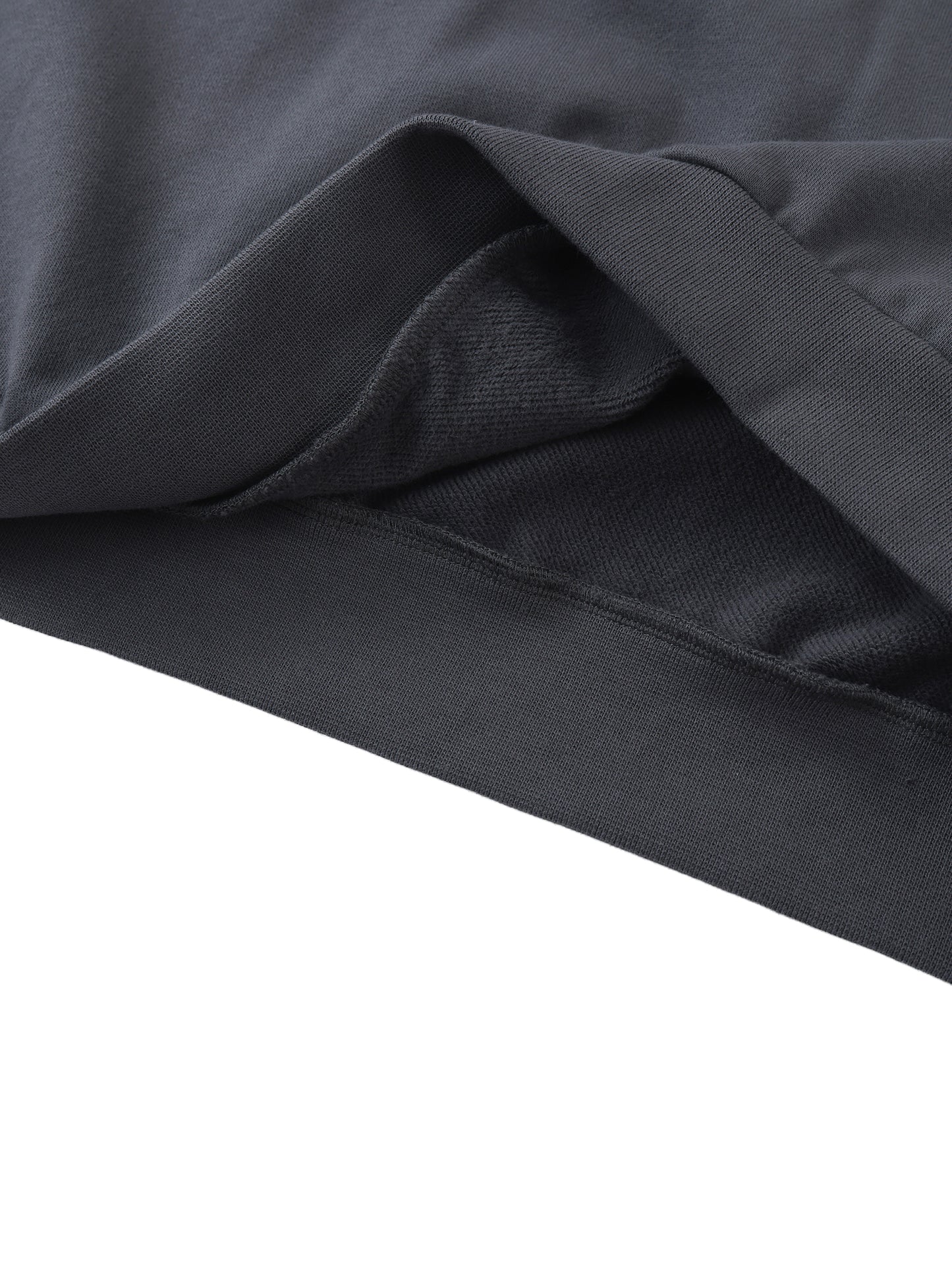 Close-up of dark gray fabric on a white background