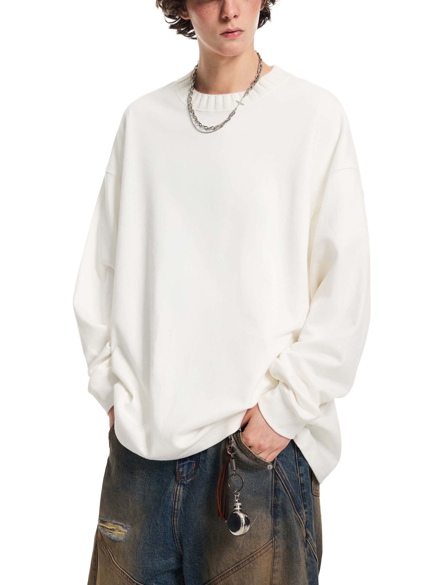 Knitted Round Neck Oversize Sweatshirt - Gorilian