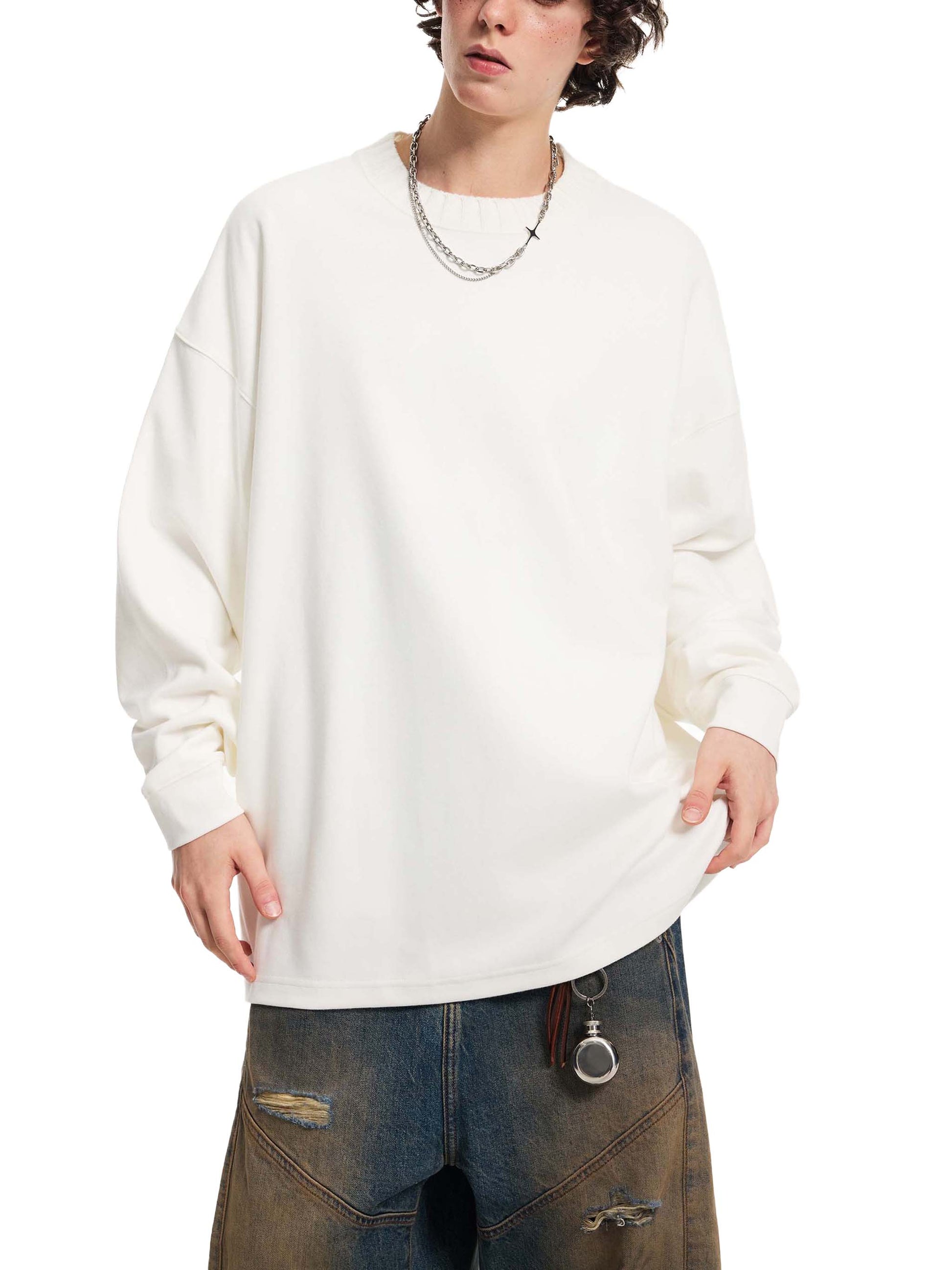 Knitted Round Neck Oversize Sweatshirt - Gorilian