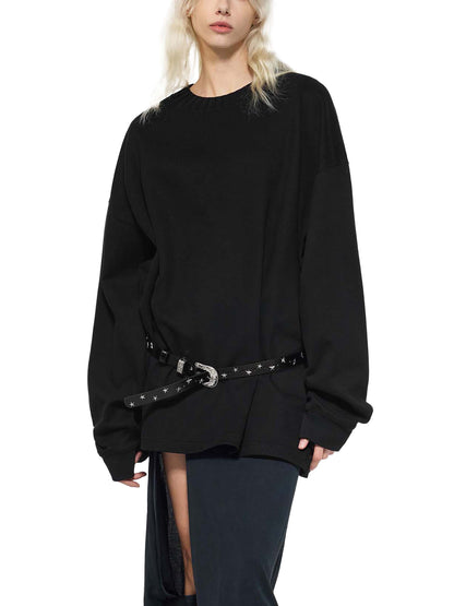 Knitted Round Neck Oversize Sweatshirt - Gorilian