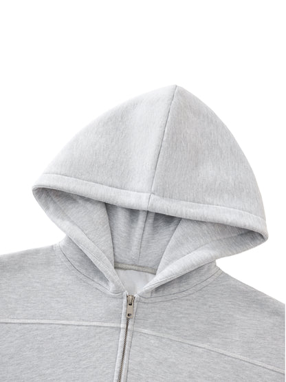 Contrast-Stitched Boxy Fleece Hoodie – “The World is Yours” - Gorilian